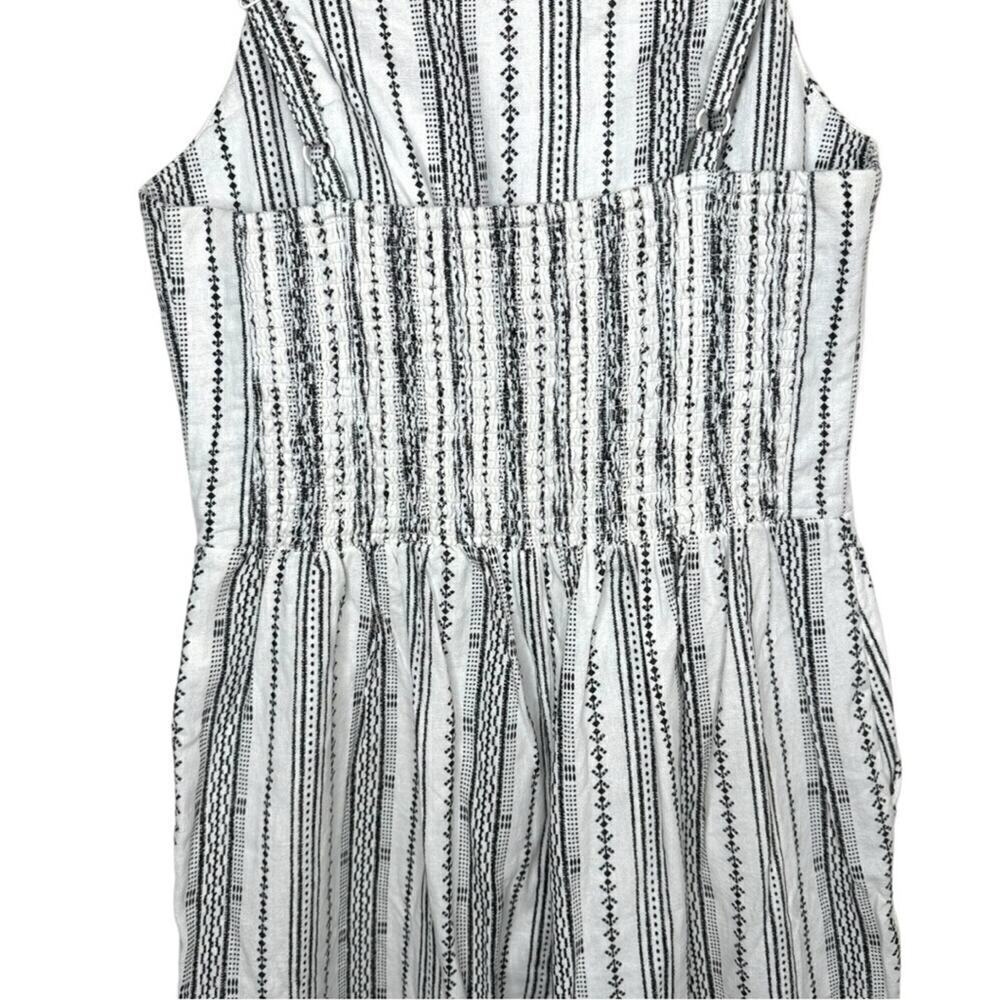 Linen-Blend Geometric-Stripe Sleeveless Jumpsuit -Size Small - Picture 3 of 7